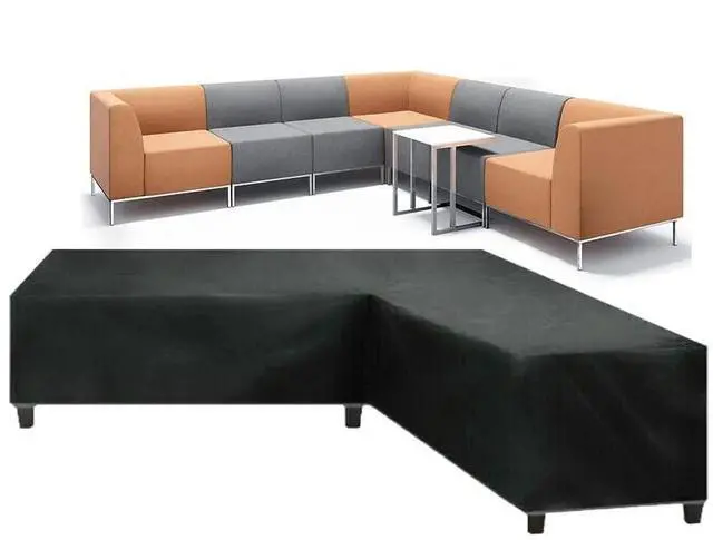 Main image of Patio Sofa Covers V-Shaped Sectional 118x118in Black Outdoor Waterproof Furniture Cover Dustproof Furniture Sets All Weather Protection Dust Cover for Patio Lawn Garden Veranda