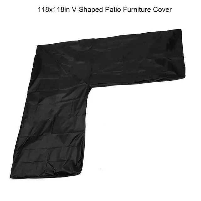 Alt view image 2 of 7 - Patio Sofa Covers V-Shaped Sectional 118x118in Black Outdoor Waterproof Furniture Cover Dustproof Furniture Sets All Weather Protection Dust Cover for Patio Lawn Garden Veranda