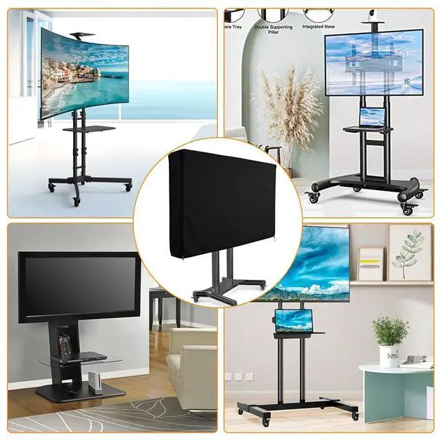 Alt view image 6 of 7 - Mobile TV Stand Cover for 60-72 Inch Rolling/Moving TV Cart Outdoor Waterproof TV Screen Protection Cover Dustproof Portable TV Stand Mount Cover
