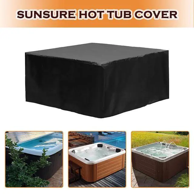 Alt view image 5 of 7 - Patio Waterproof Hot Tub Cover 91x91x35 Inch Outdoor SPA Covers Replacement for Square Hot Tub Durable Swimming Pool Protector Cover (91x91x35 inch, Black)
