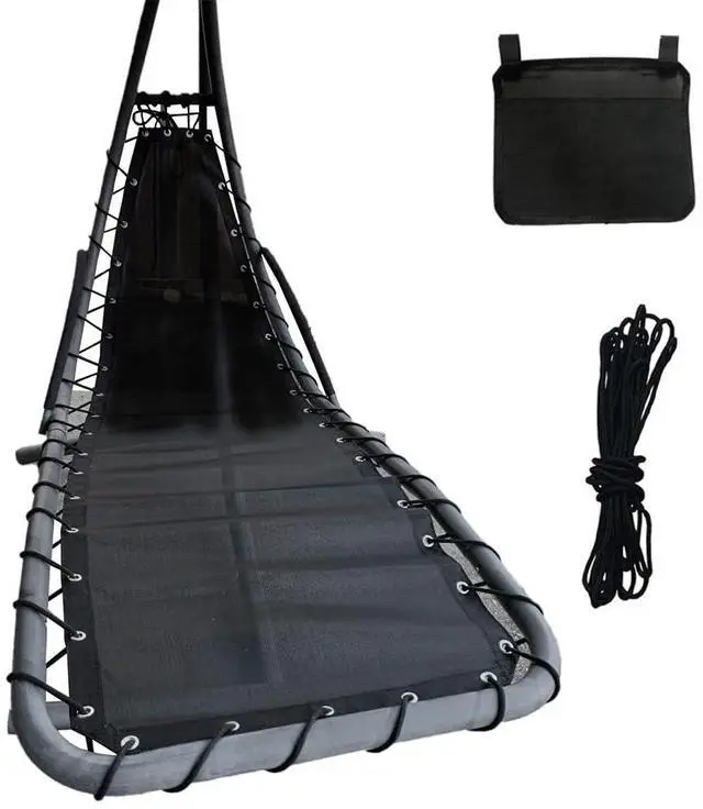 Main image of Black Replacement Hanging Curved Chaise Lounge Mesh and Rope Outdoor Replacement Reinforced Mesh for Patio Hammocks, Hanging Chairs, Swing Seat, Comes with a Hanging Storage Bag