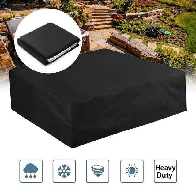 Alt view image 7 of 7 - Patio Waterproof Hot Tub Cover 91x91x35 Inch Outdoor SPA Covers Replacement for Square Hot Tub Durable Swimming Pool Protector Cover (91x91x35 inch, Black)