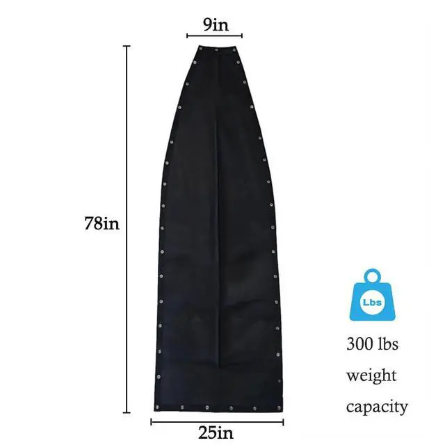 Alt view image 2 of 7 - Black Replacement Hanging Curved Chaise Lounge Mesh and Rope Outdoor Replacement Reinforced Mesh for Patio Hammocks, Hanging Chairs, Swing Seat, Comes with a Hanging Storage Bag