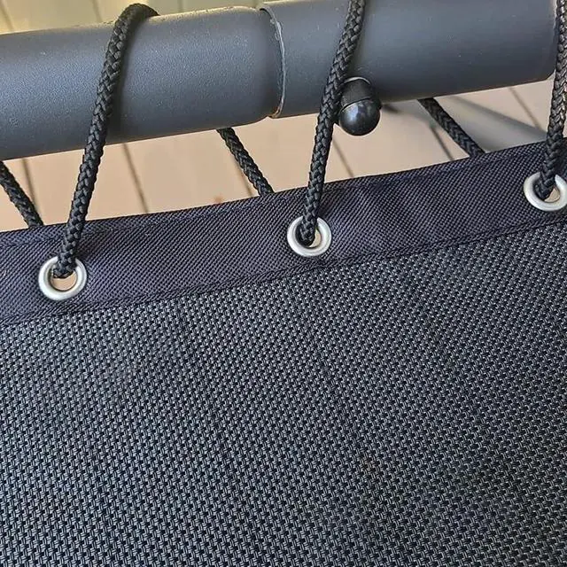 Alt view image 3 of 7 - Black Replacement Hanging Curved Chaise Lounge Mesh and Rope Outdoor Replacement Reinforced Mesh for Patio Hammocks, Hanging Chairs, Swing Seat, Comes with a Hanging Storage Bag