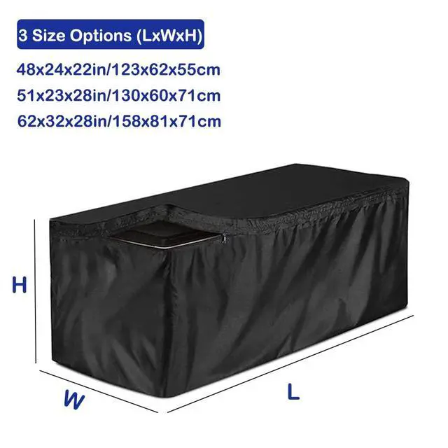 Alt view image 2 of 7 - Deck Box Cover Heavy Duty Waterproof Outdoor Ottoman Bench Cover for Keter Large Deck Boxes Rectangular Storage Box Cover with Drawstring and Zipper (48x24x22in)