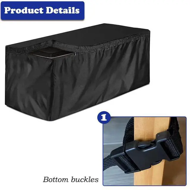 Alt view image 4 of 7 - Deck Box Cover Heavy Duty Waterproof Outdoor Ottoman Bench Cover for Keter Large Deck Boxes Rectangular Storage Box Cover with Drawstring and Zipper (48x24x22in)