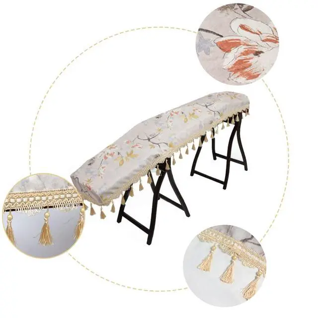 Alt view image 2 of 2 - Guzheng Dust Cover Universal Chinese Zither Cover Premium Cloth Art Guzheng Piano Cover Musical Instrument Accessories for Guzheng Guqin Piano Keyboard (Print Flower 3)