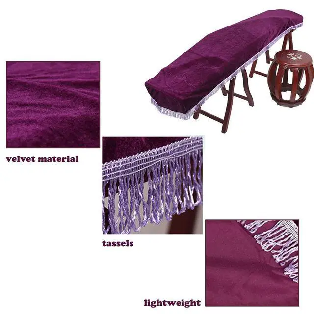 Alt view image 3 of 4 - Purple Guzheng Cover, Velvet, 165x33x12cm / 65x13x5in, Dustproof, Anti-scratch, Decorative, Soft, Easy to Clean
