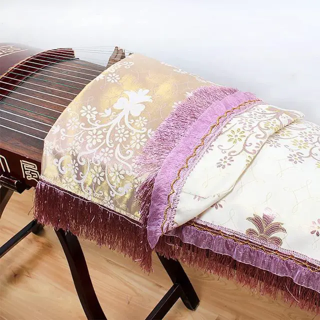 Alt view image 3 of 5 - Guzheng Dust Cover Universal Chinese Zither Cover Premium Cloth Art Guzheng Piano Cover Musical Instrument Accessories for Guzheng Guqin Piano Keyboard (Print Flower 1)