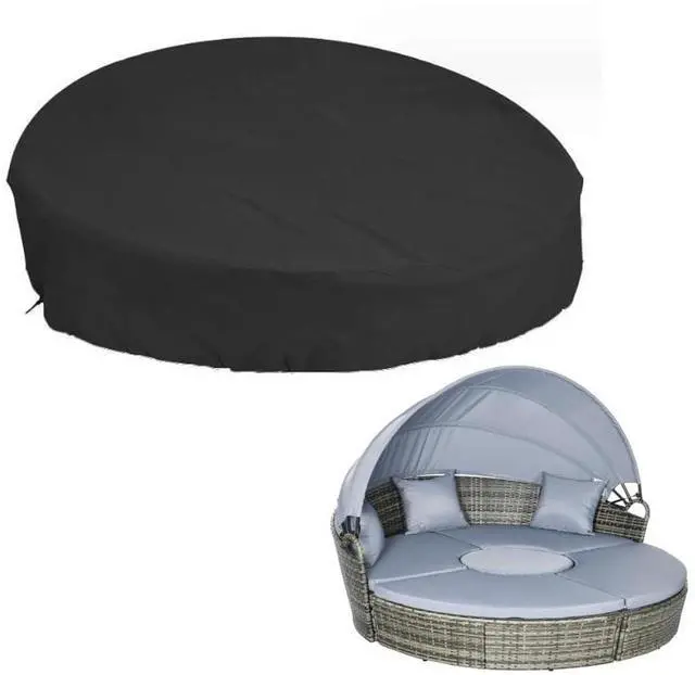 Main image of Outdoor Daybed Cover,DxH 89x32in Waterproof Patio Sofa Covers,All Weather Protection Round Canopy Day Bed Cover,Patio Furniture Accessories Cover for Garden Sofa (Only Cover) (Black)