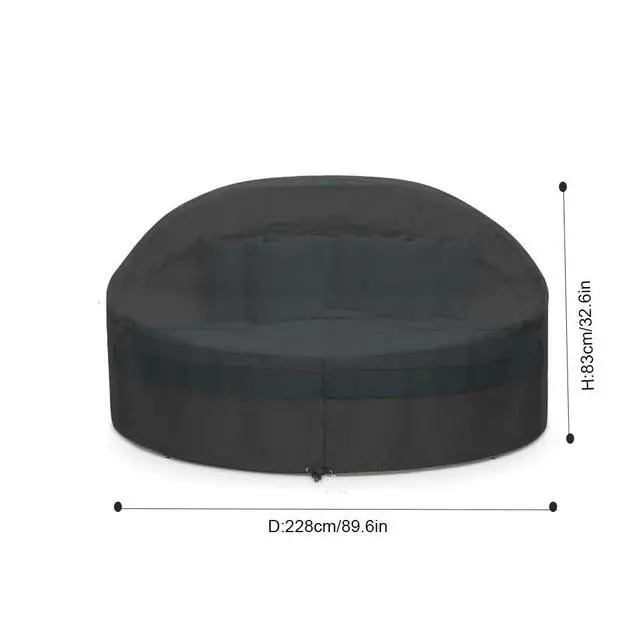 Alt view image 6 of 7 - Outdoor Daybed Cover,DxH 89x32in Waterproof Patio Sofa Covers,All Weather Protection Round Canopy Day Bed Cover,Patio Furniture Accessories Cover for Garden Sofa (Only Cover) (Beige)
