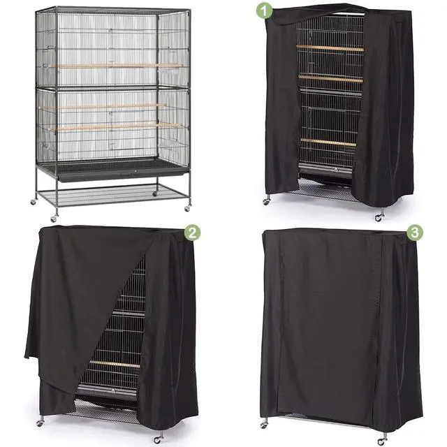 Alt view image 4 of 7 - Extra Large Bird Cage Cover Breathable Waterproof Material Universal Black-Out Bird Parrot Cover Good Night Birdcage Cover Sleep Helper for Parrots Parakeets Budgies Macaw (40x27x48in)