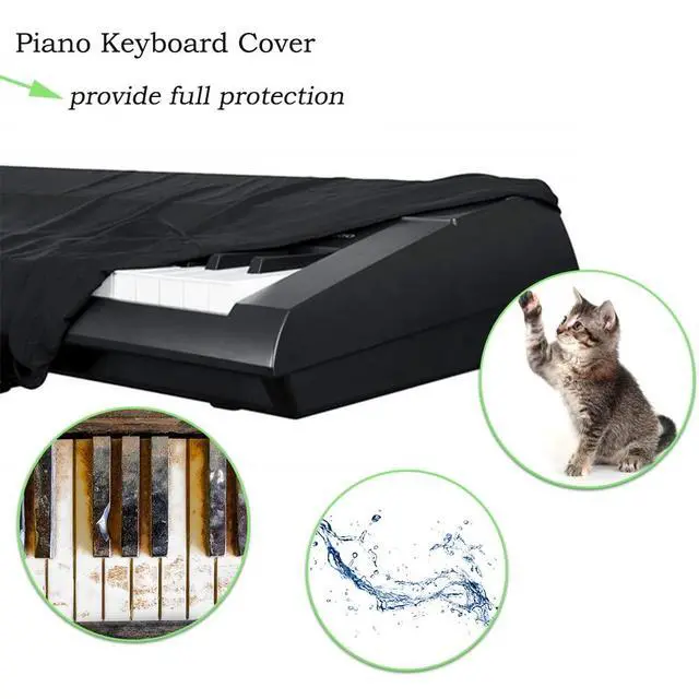 Alt view image 4 of 7 - 61/88 Keys Piano Keyboard Dust Cover, Waterproof Stretchy Piano Music Keyboard Cover for Digital Electronic Pianos, Yamaha Piano Keyboard Bags Case with Elastic Cord (88 Keys)