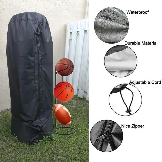 Alt view image 4 of 7 - Ball Storage Cover Ball Storage Rack Protection Full Dust Covers Basketball/Football Storage Rack Cover for Outdoor Garage Sports Equipment