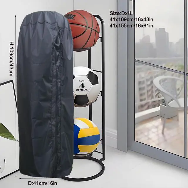 Alt view image 6 of 7 - Ball Storage Cover Ball Storage Rack Protection Full Dust Covers Basketball/Football Storage Rack Cover for Outdoor Garage Sports Equipment