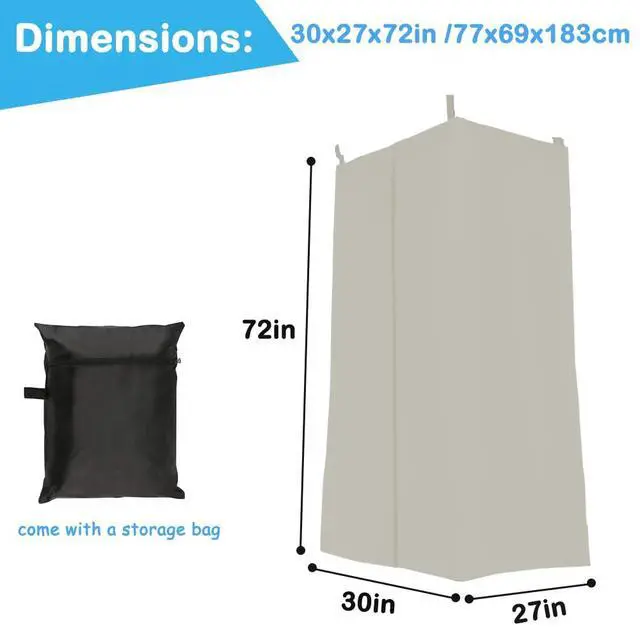 Alt view image 2 of 4 - Privacy Tent for Boats, Boat Changing Room with Storage Bag Heavy Duty Hanging Changing Room for Pontoon Boats Waterproof Portable Boats Privacy Curtain for Bimini Top (Beige)