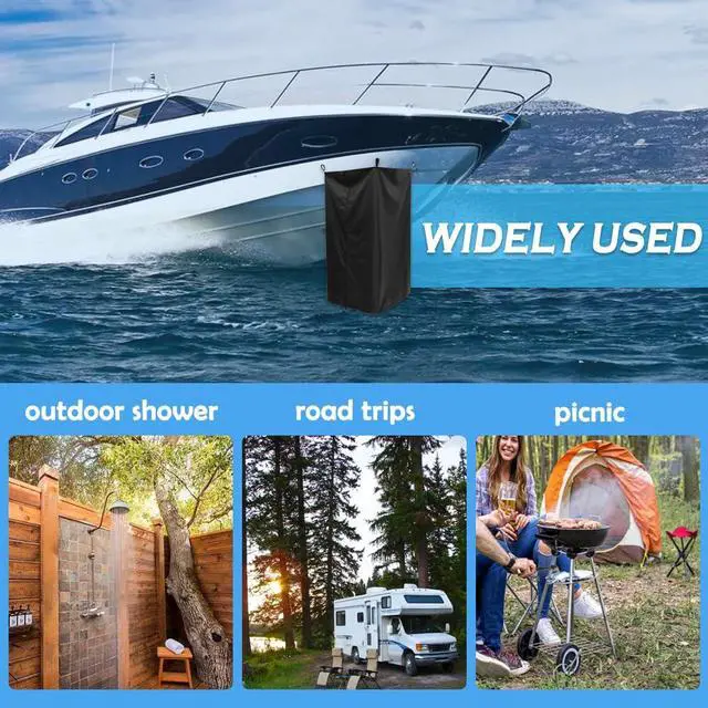Alt view image 6 of 7 - Privacy Tent for Boats, Boat Changing Room with Storage Bag Heavy Duty Hanging Changing Room for Pontoon Boats Waterproof Portable Boats Privacy Curtain for Bimini Top (Black)
