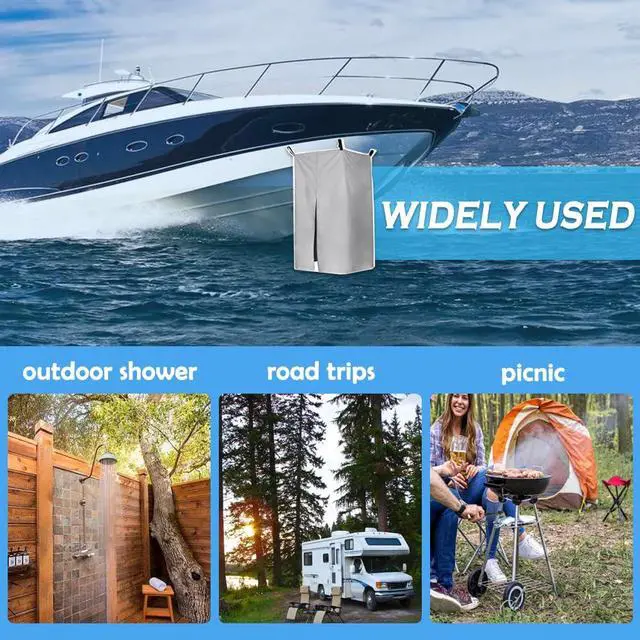 Alt view image 6 of 7 - Privacy Tent for Boats, Boat Changing Room with Storage Bag Heavy Duty Hanging Changing Room for Pontoon Boats Waterproof Portable Boats Privacy Curtain for Bimini Top (Grey)