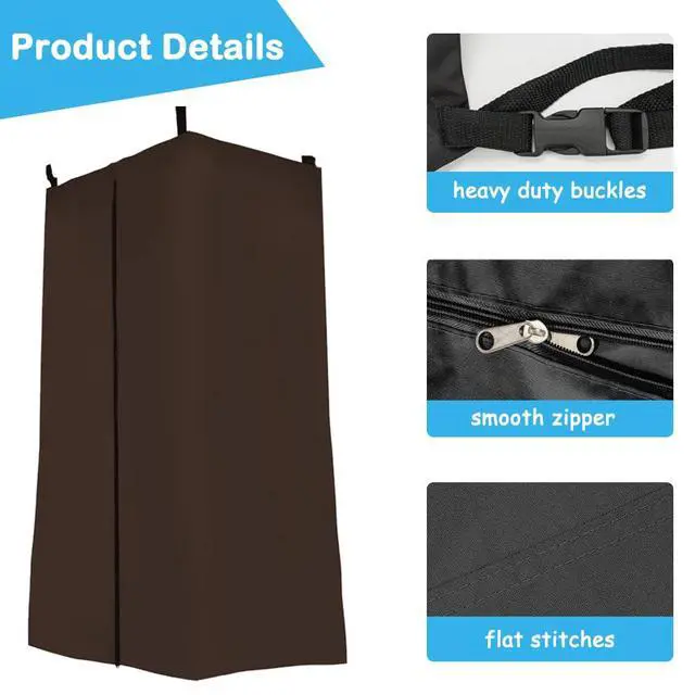 Alt view image 3 of 4 - Privacy Tent for Boats, Boat Changing Room with Storage Bag Heavy Duty Hanging Changing Room for Pontoon Boats Waterproof Portable Boats Privacy Curtain for Bimini Top (Coffee)
