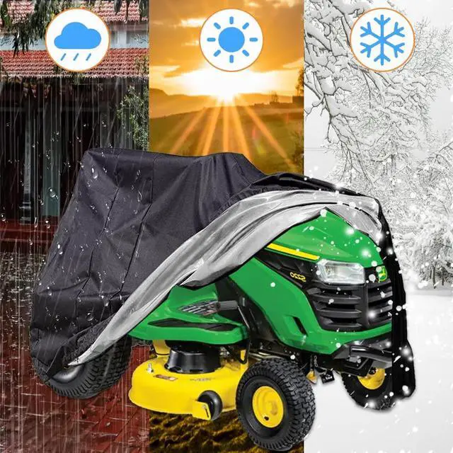 Alt view image 4 of 7 - Outdoor Lawn Tractor Cover Waterproof Universal Riding Lawn Mower Cover Patio Garden Durable UV Protection Lawn Mower Cover with Adjustable Drawstring & Storage Bag (XS: 55x26x36 inch)
