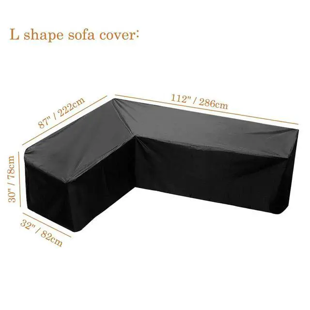 Alt view image 5 of 7 - Patio Sofa Covers L-Shaped Sectional 87x112in Black Outdoor Waterproof Furniture Cover Dustproof Furniture Sets All Weather Protection Dust Cover for Patio Lawn Garden Veranda (87"x112")