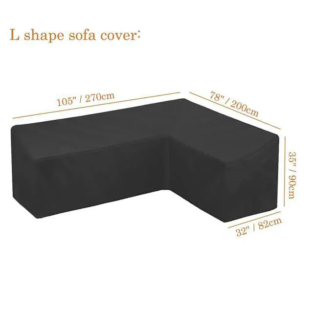 Alt view image 5 of 7 - Patio Sofa Cover L-Shaped Sectional 105x78in Outdoor Waterproof Furniture Covers Dustproof Furniture Sets All Weather Protection Dust Cover for Patio Lawn Garden Veranda - Black (105"x78")