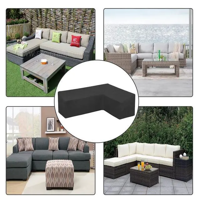 Alt view image 4 of 7 - Patio Sofa Covers L-Shaped Sectional 112x87in Black Outdoor Waterproof Furniture Cover Dustproof Furniture Sets All Weather Protection Dust Cover for Patio Lawn Garden Veranda (112"x87")