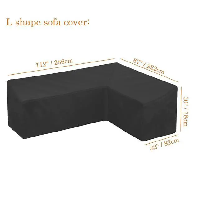 Alt view image 5 of 7 - Patio Sofa Covers L-Shaped Sectional 112x87in Black Outdoor Waterproof Furniture Cover Dustproof Furniture Sets All Weather Protection Dust Cover for Patio Lawn Garden Veranda (112"x87")