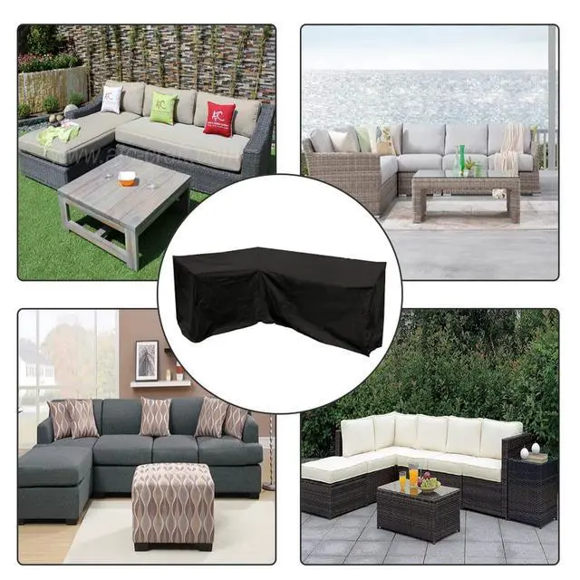 Alt view image 4 of 7 - Patio Sofa Covers L-Shaped Sectional 78x105in Black Outdoor Waterproof Furniture Cover Dustproof Furniture Sets All Weather Protection Dust Cover for Patio Lawn Garden Veranda (78"x105")