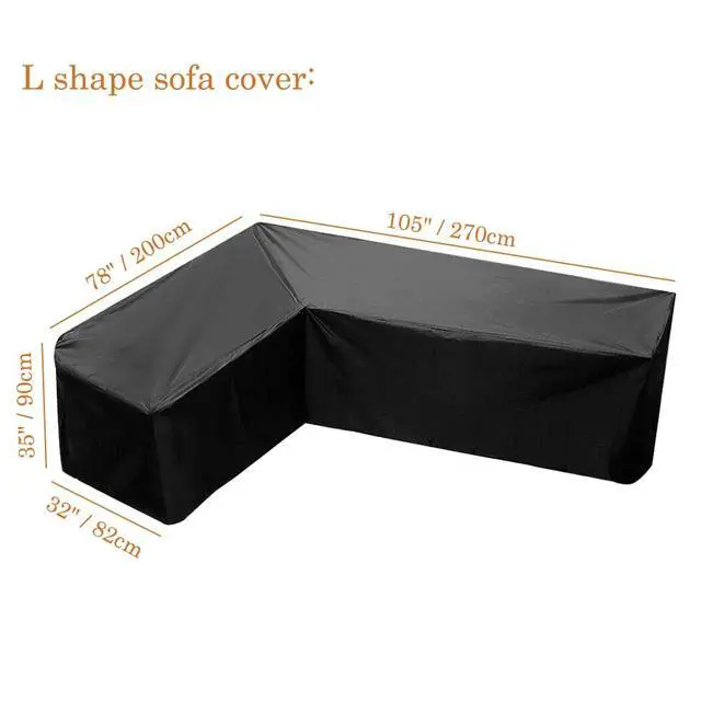 Alt view image 5 of 7 - Patio Sofa Covers L-Shaped Sectional 78x105in Black Outdoor Waterproof Furniture Cover Dustproof Furniture Sets All Weather Protection Dust Cover for Patio Lawn Garden Veranda (78"x105")
