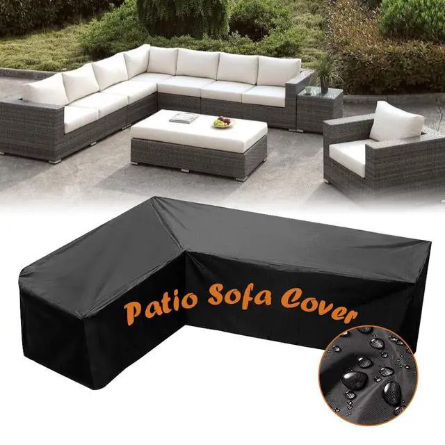 Alt view image 6 of 7 - Patio Sofa Covers L-Shaped Sectional 78x105in Black Outdoor Waterproof Furniture Cover Dustproof Furniture Sets All Weather Protection Dust Cover for Patio Lawn Garden Veranda (78"x105")