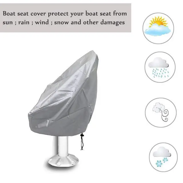 Alt view image 2 of 7 - Boat Seat Cover 420D Outdoor Waterproof Pontoon Captain Chair Cover Weather Resistant Folding Boat Seat Cover Boat Bench Chair Helm Protective Cover - Silver (22x24x25inch)