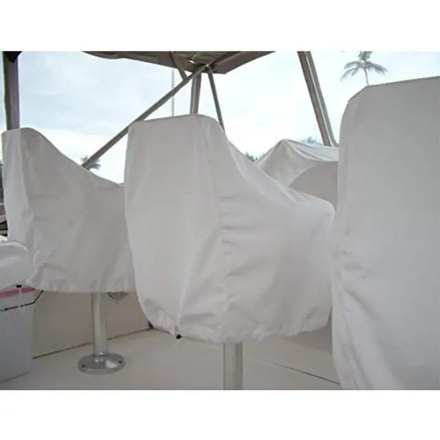 Alt view image 7 of 7 - Boat Seat Cover 420D Outdoor Waterproof Pontoon Captain Chair Cover Weather Resistant Folding Boat Seat Cover Boat Bench Chair Helm Protective Cover - Silver (22x24x25inch)