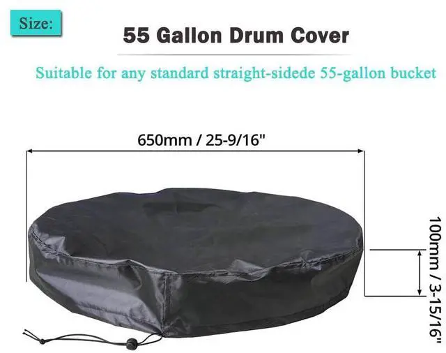 Alt view image 4 of 7 - 55 Gallon Drum Cover 4 Pack Drum Lid Cover Outdoor Water Storage Barrel Cover with Adjustable Drawstring for Industrial Barrel and Rain Bucket Waterproof Drum Barrel Cover - All Weather Protection (4)
