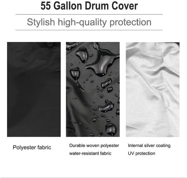 Alt view image 5 of 7 - 55 Gallon Drum Cover 4 Pack Drum Lid Cover Outdoor Water Storage Barrel Cover with Adjustable Drawstring for Industrial Barrel and Rain Bucket Waterproof Drum Barrel Cover - All Weather Protection (4)