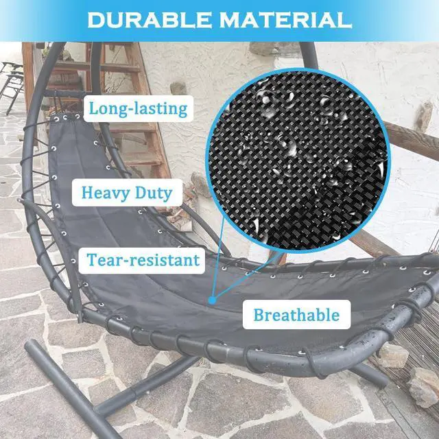 Alt view image 5 of 7 - Black Replacement Hanging Curved Chaise Lounge Mesh and Rope Outdoor Replacement Reinforced Mesh for Patio Hammocks, Hanging Chairs, Swing Seat, Comes with a Hanging Storage Bag