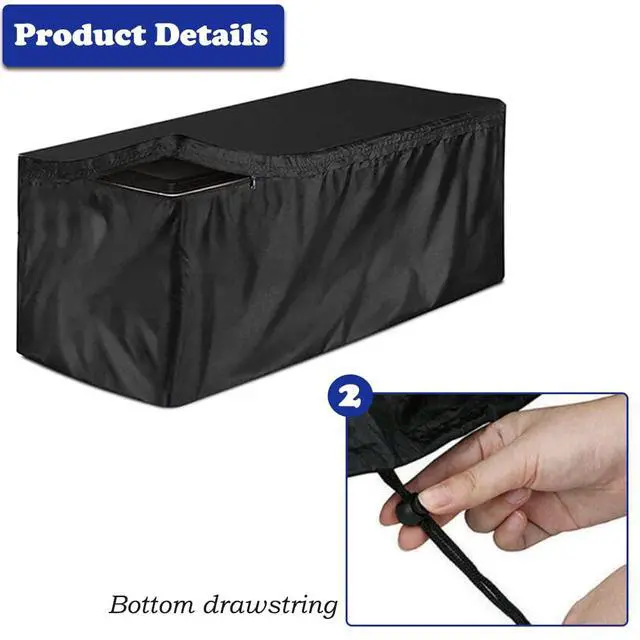 Alt view image 5 of 7 - Deck Box Cover Heavy Duty Waterproof Outdoor Ottoman Bench Cover for Keter Large Deck Boxes Rectangular Storage Box Cover with Drawstring and Zipper (48x24x22in)