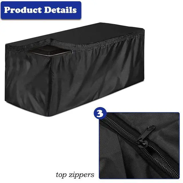 Alt view image 6 of 7 - Deck Box Cover Heavy Duty Waterproof Outdoor Ottoman Bench Cover for Keter Large Deck Boxes Rectangular Storage Box Cover with Drawstring and Zipper (48x24x22in)