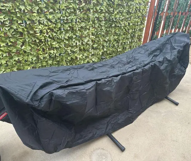 Alt view image 7 of 7 - 12FT Hammock Cover Patio Waterproof Hammock Stand Cover Outdoor Dustproof Protective Cover Furniture Cover for Garden Lawn 12 ft Hammock Frame (black, 149.3x6.7x31.4in)