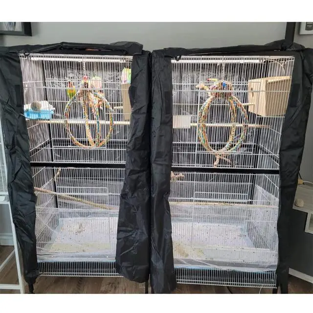 Alt view image 7 of 7 - Extra Large Bird Cage Cover Breathable Waterproof Material Universal Black-Out Bird Parrot Cover Good Night Birdcage Cover Sleep Helper for Parrots Parakeets Budgies Macaw (40x27x48in)