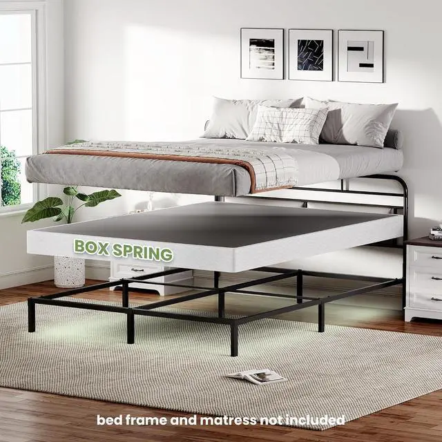 Alt view image 4 of 7 - 5 Inch Box Spring for Full Bed, Quick Assembly Full Size Metal Mattress Foundation with Fabric Cover, Strong Steel Frame, Heavy Duty, Low Profile Bed Frame Base Cama, Full