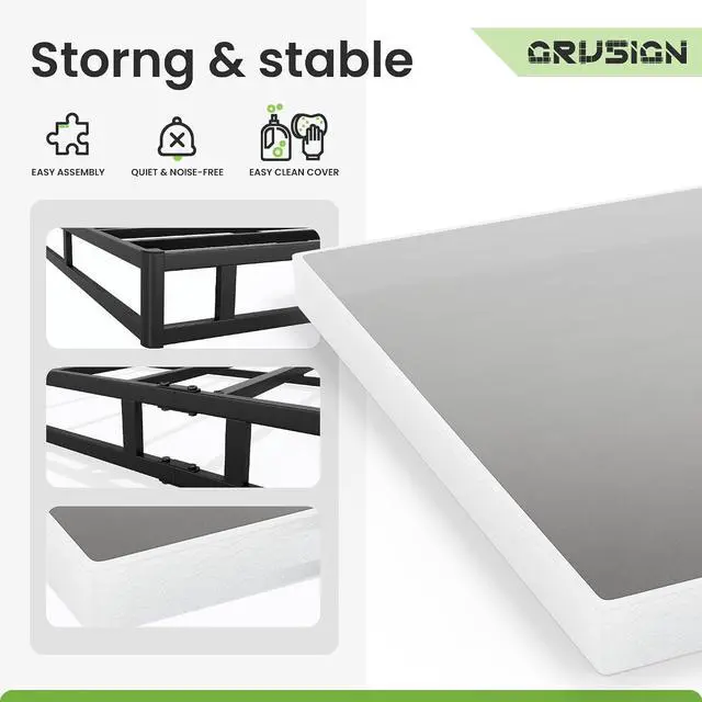 Alt view image 7 of 7 - 5 Inch Box Spring for Full Bed, Quick Assembly Full Size Metal Mattress Foundation with Fabric Cover, Strong Steel Frame, Heavy Duty, Low Profile Bed Frame Base Cama, Full