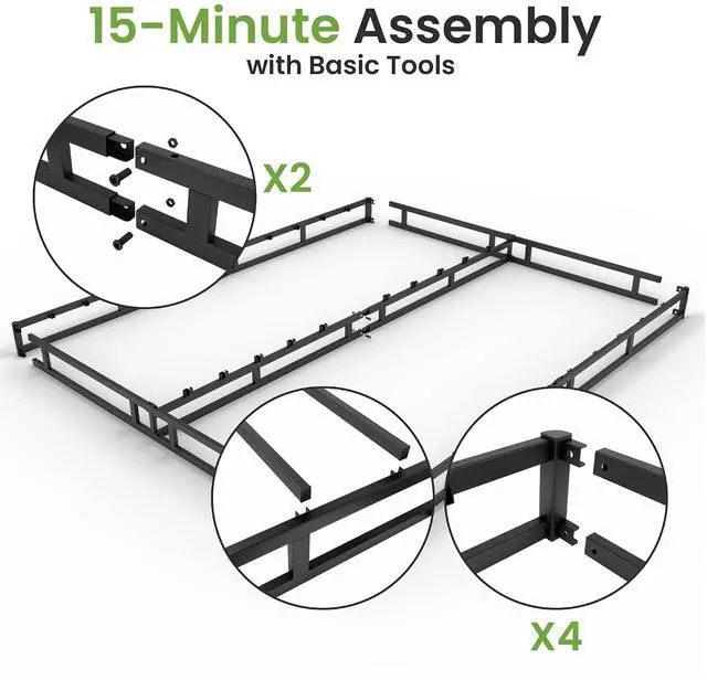 Alt view image 5 of 7 - 5 Inch Box Spring for Full Bed, Quick Assembly Full Size Metal Mattress Foundation with Fabric Cover, Strong Steel Frame, Heavy Duty, Low Profile Bed Frame Base Cama, Full