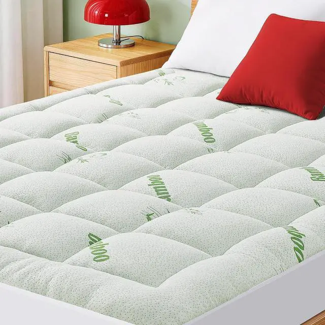 Main image of Mattress Pad King Size, Cooling Pillow Top Mattress Topper, Ultra Soft Viscose Made from Bamboo, Breathable for Hot Sleepers, Deep Pocket 8"-20", Green