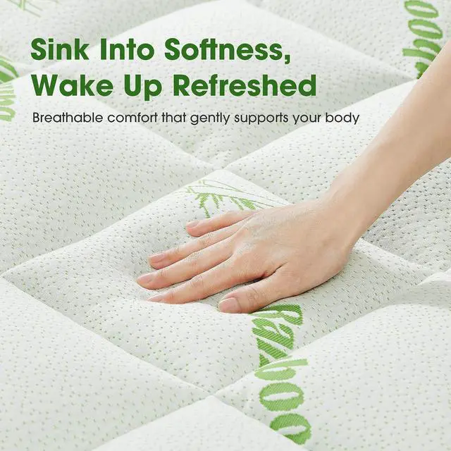 Alt view image 2 of 7 - Mattress Pad King Size, Cooling Pillow Top Mattress Topper, Ultra Soft Viscose Made from Bamboo, Breathable for Hot Sleepers, Deep Pocket 8"-20", Green
