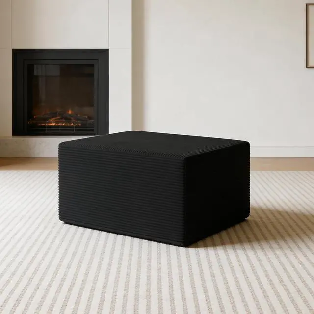 Alt view image 2 of 3 - Ottoman for Cloud Sectional Boneless Couches Living Room, Modular Ottoman for Deep Seat Oversized Couch, Memory Foam Compressed Spineless Foot Rest for Bedroom Apartment Black