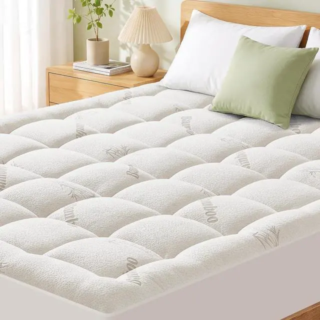 Main image of Mattress Pad California King Size, Cooling Pillow Top Mattress Topper, Ultra Soft Viscose Made from Bamboo, Breathable for Hot Sleepers, Deep Pocket 8"-20", White