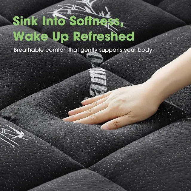 Alt view image 5 of 6 - Queen Mattress Topper Bundle, 3 Inch Gel Memory Foam Mattress Topper with Adjustable Straps + Black Mattress Pad, Viscose from Bamboo, Deep Pocket, Removable Washable