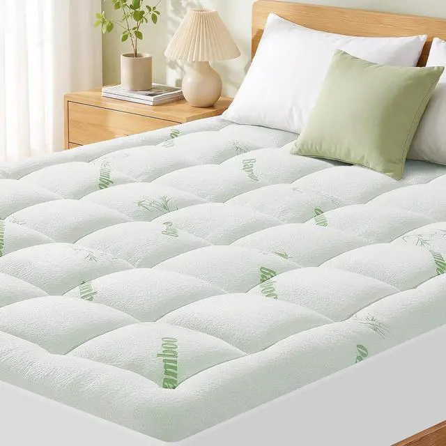 Main image of Mattress Pad Twin Size, Cooling Pillow Top Mattress Topper, Ultra Soft Viscose Made from Bamboo, Breathable for Hot Sleepers, Deep Pocket 8"-20", Green