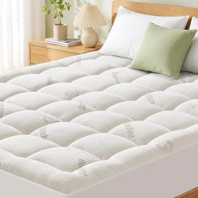 Main image of Mattress Pad Queen Size, Cooling Pillow Top Mattress Topper, Ultra Soft Viscose Made from Bamboo, Breathable for Hot Sleepers, Deep Pocket 8"-20", White